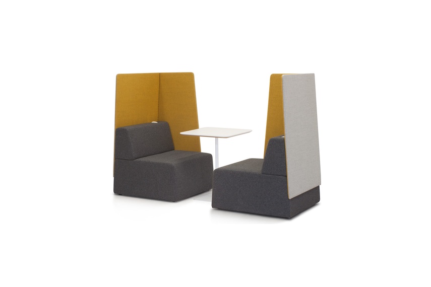 Pause seating system allows for the creation of spaces within spaces.