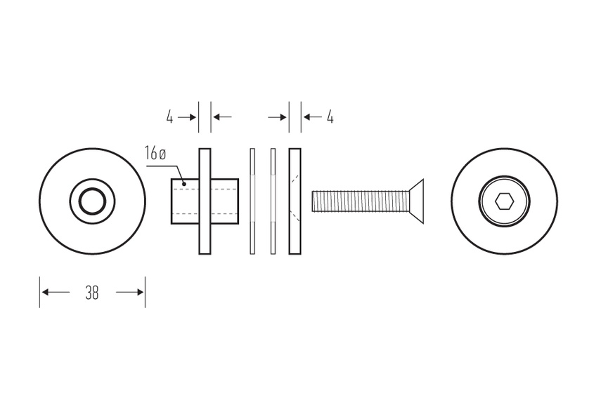 HB 532 glass fixing kit – line drawings