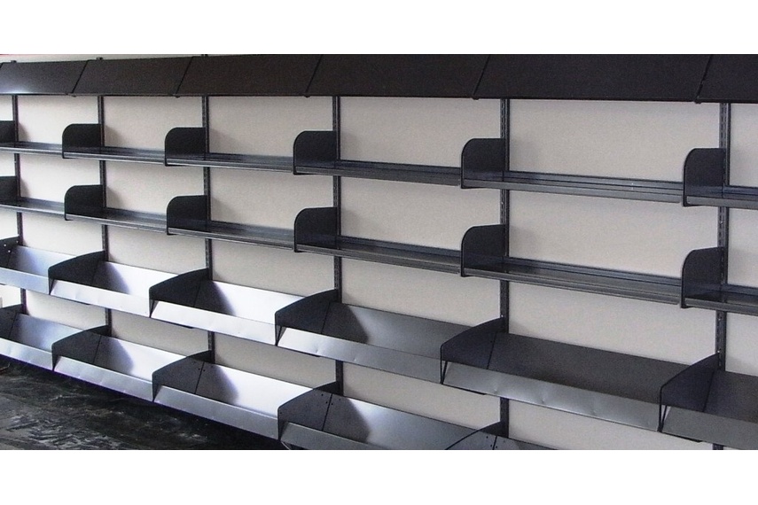 Wall channel shelving.