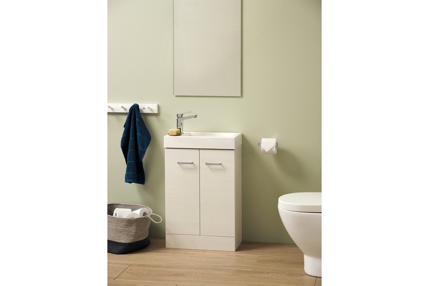 Mimas floor standing basin in Nordic Ash.