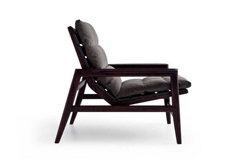 A side view of the chair