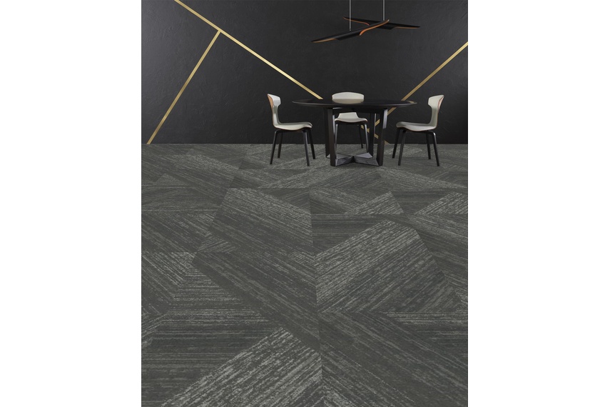 Alchemy carpet tile - Adds in detailed lustrous metallics to the Honed background, available in 9 colours.