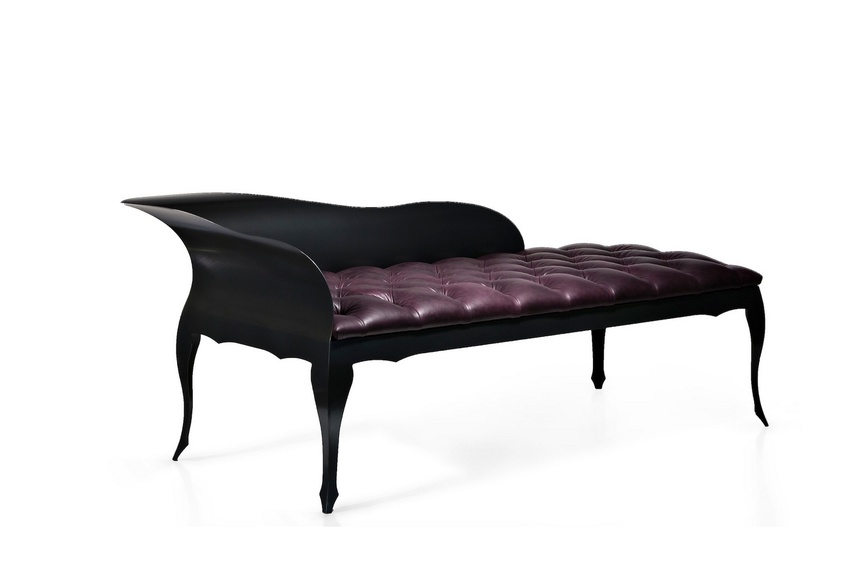 Evolute chaise – silk eggplant
