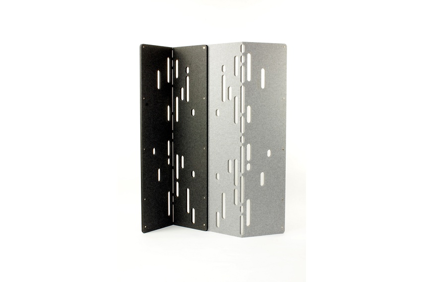 The 2015 Analog acoustic screen utilises the acoustic and structural properties of thick recycled PET felt panels to create a functional contemporary room divider.