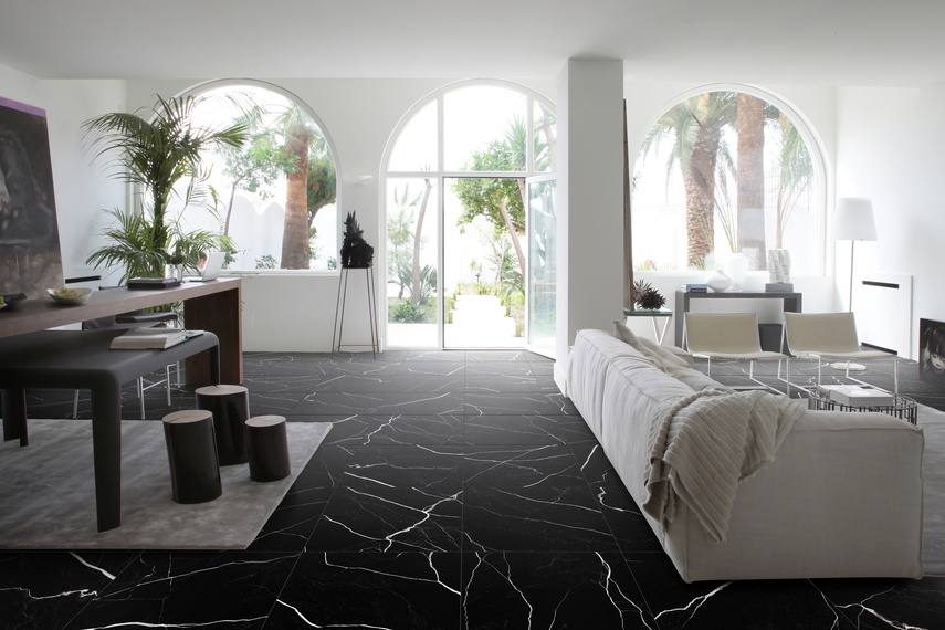 60x60 Marmo Nero floor tiling.