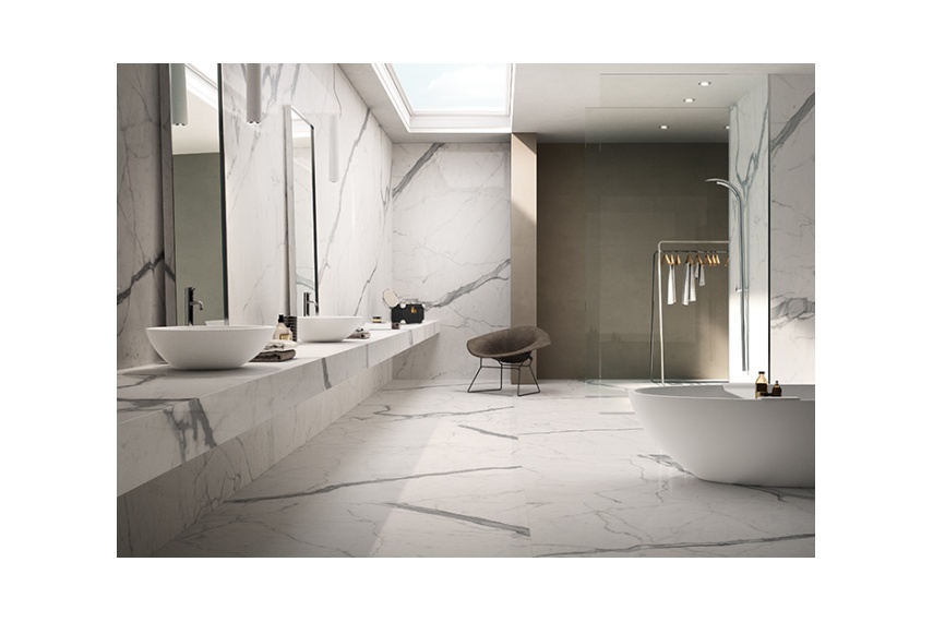 Maximum Statuario floor and wall slabs.