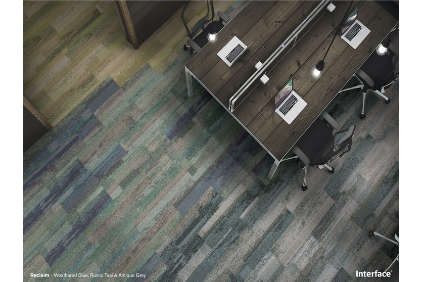 Reclaim in weathered blue, rustic teal and antique grey.