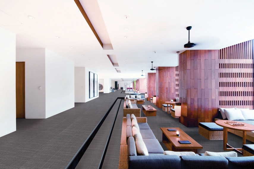 Expona Linné in a restaurant environment in dark grey.