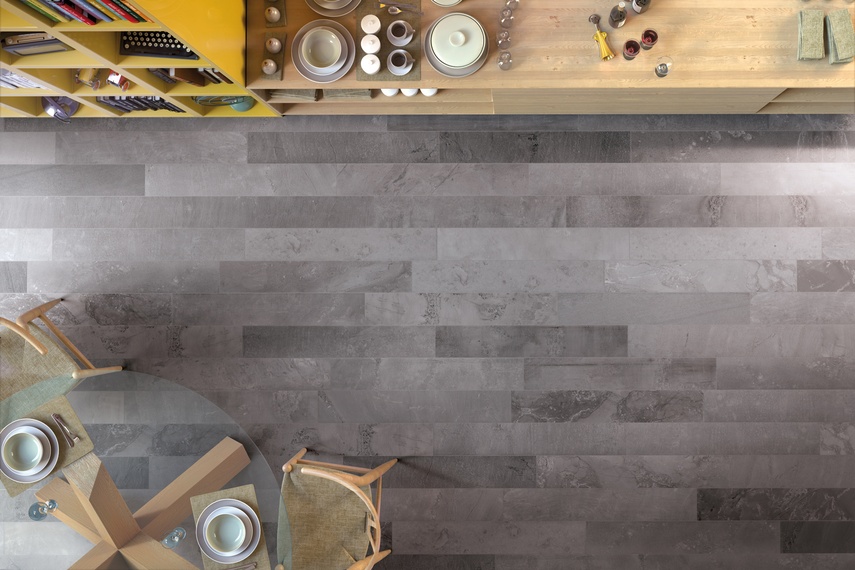 Burlington floor tiling in grey.