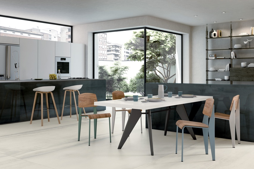 This 6mm thick large format floor and wall cladding material blends the authenticity and size of natural stone slabs with the ease of installation and maintenance of porcelain.