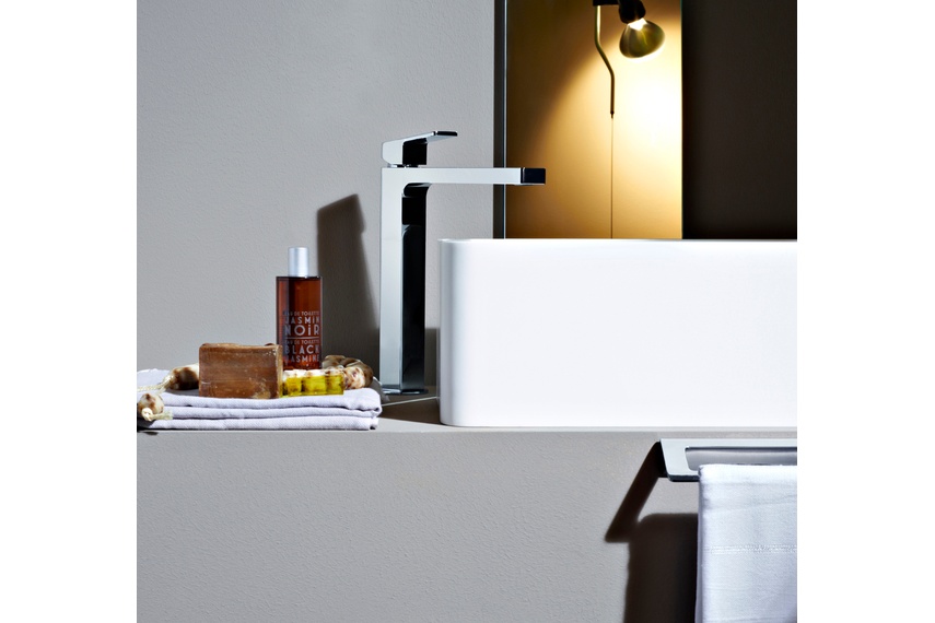 Jingle extended-height basin mixer.