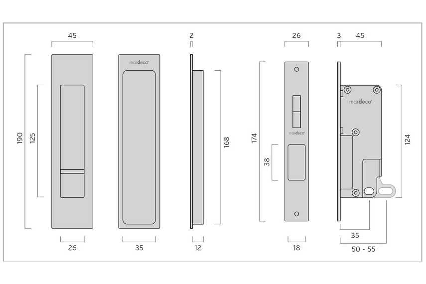 M-Series Privacy lock set drawing