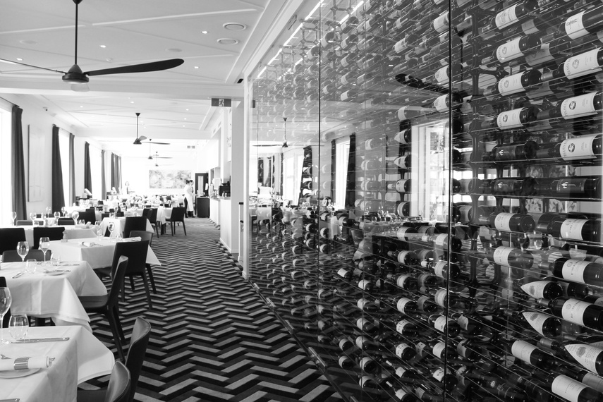 Bespoke wine racks at Harbourside restaurant in Auckland's CBD