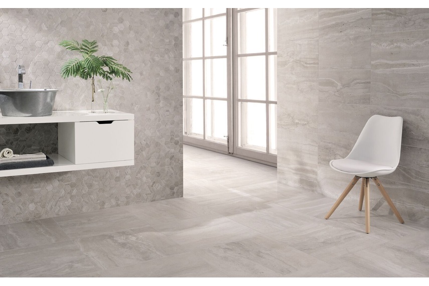 REVERSO Gris Patinato tile - available in 45.3cm x 90.6cm format.