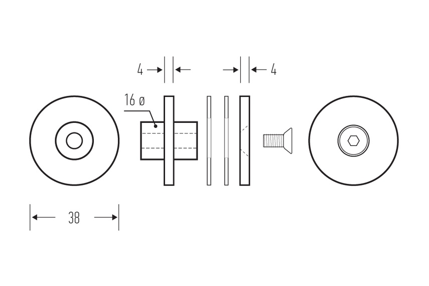 HB 512 glass fixing kit – line drawing
