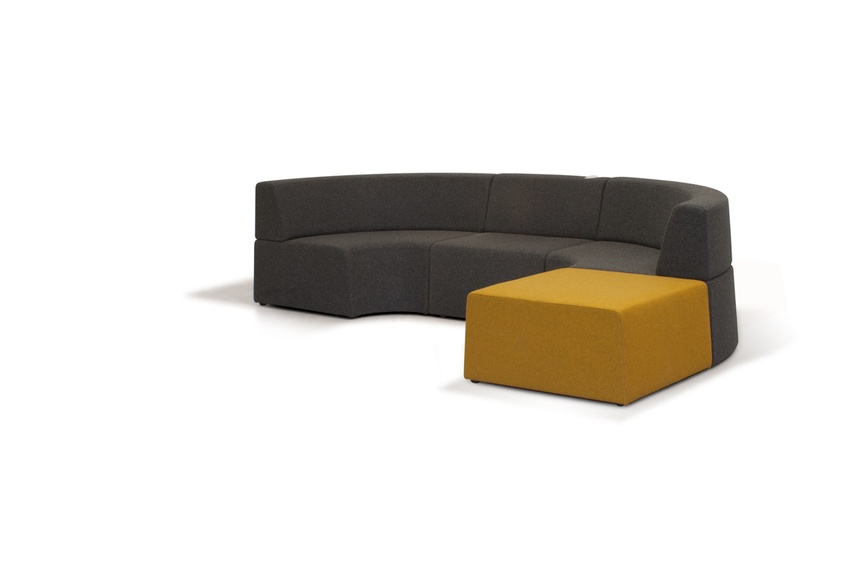 Pause seating system's soft lines and curves create a welcoming and calming atmosphere.