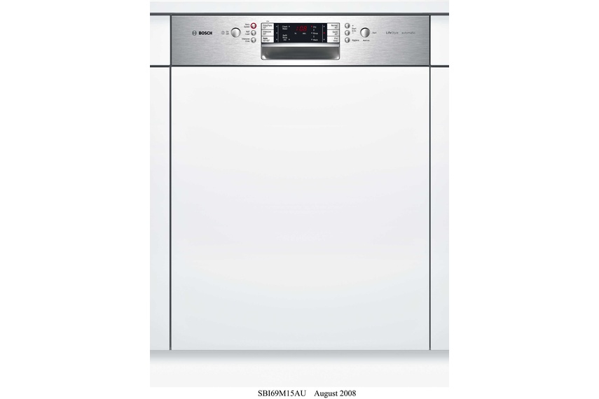 Stainless steel semi integrated dishwasher.