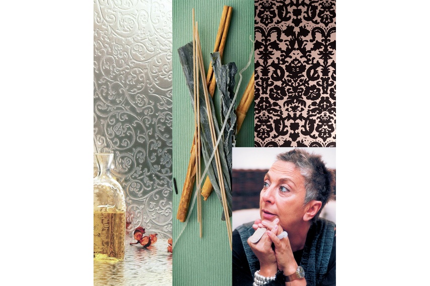 Paola Navone - Italian designer with some of her designs for Abet Laminati