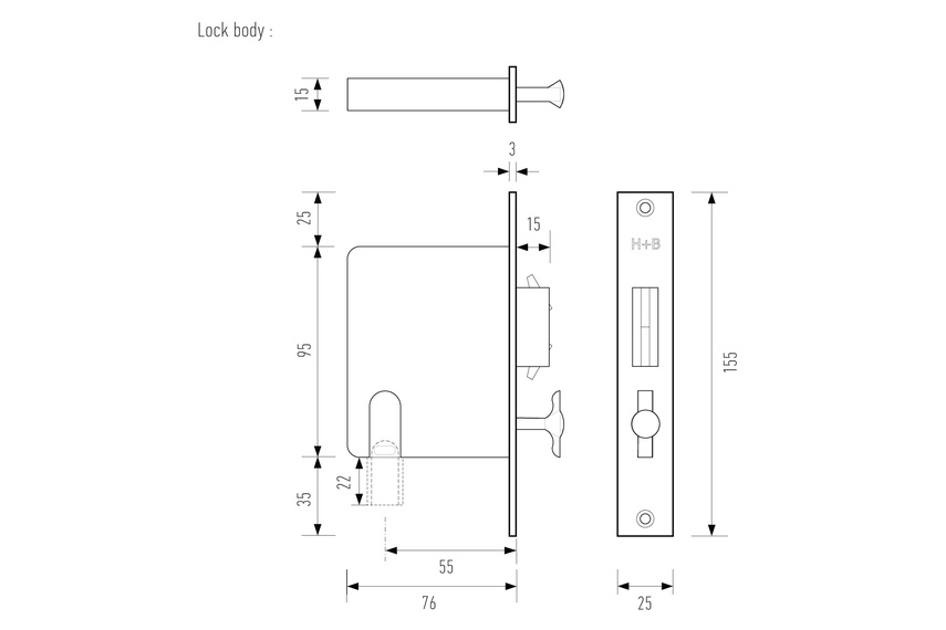 Lock body line drawing