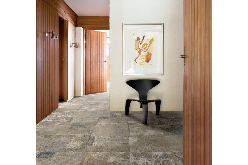 Raw carpet tile.