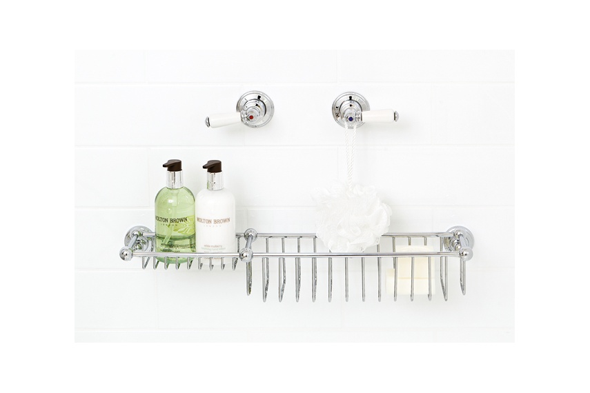 Perrin & Rowe 510mm bottle basket & soap tray holds deep bottles and a bar of soap
